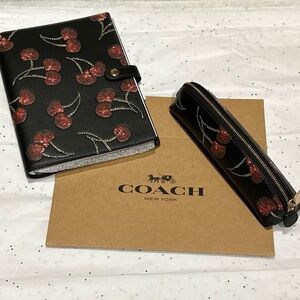 Coach Cherry Print Notebook and Pencil Case